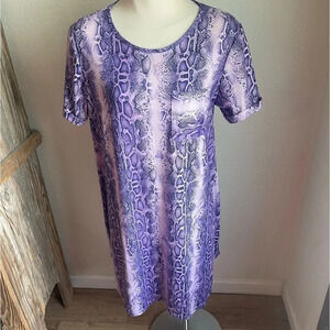 Southern stitch purple snakeskin midi dress sundress casual feminine stretchy